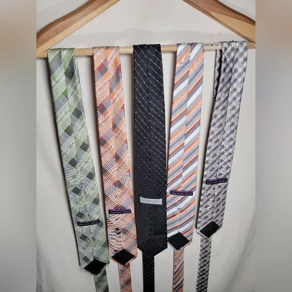 5 Geoffrey Beene ties black silver green brown tan in combos and styles